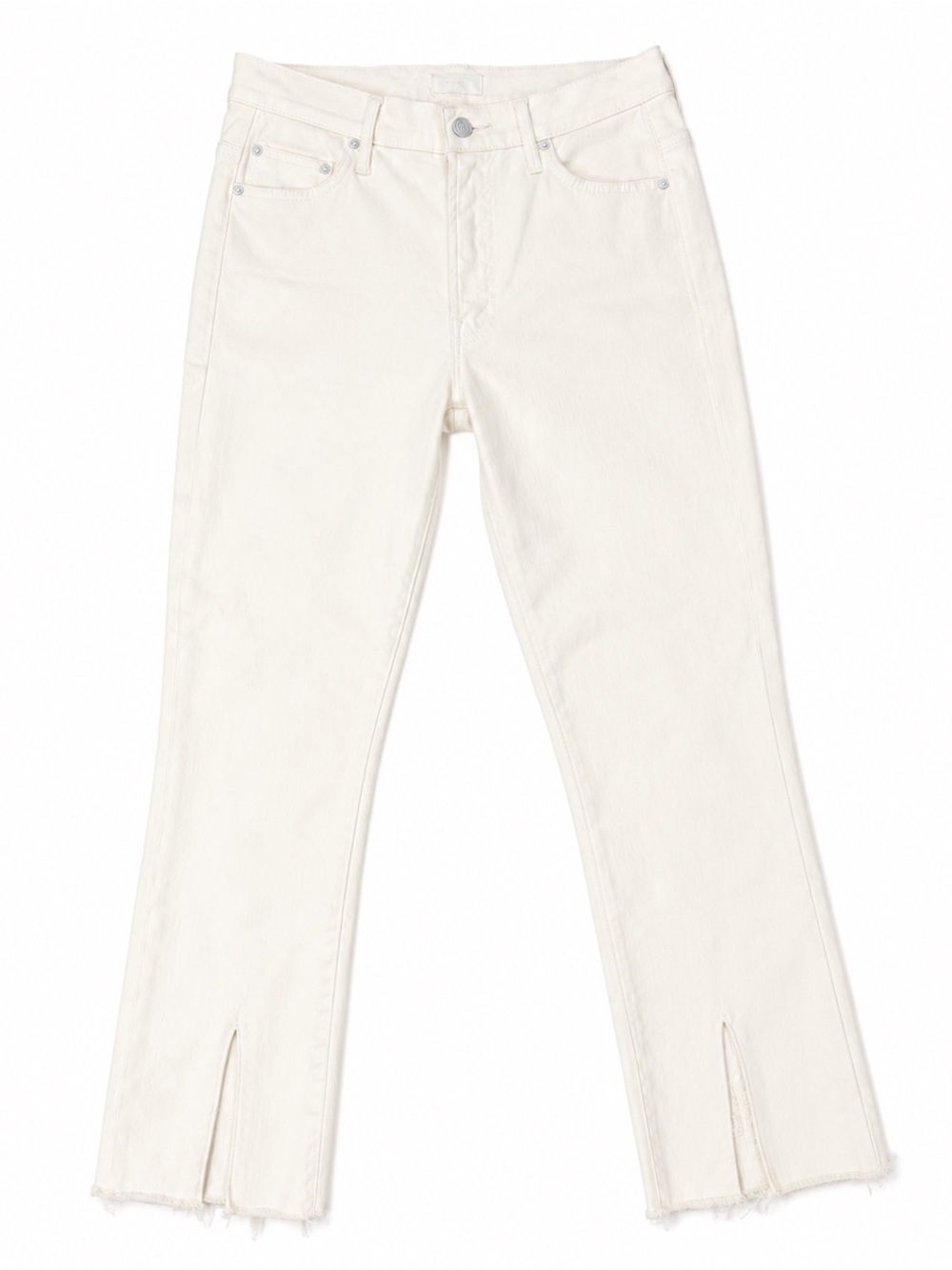 MOTHER The Insider Slit Ankle Fray Jeans Women’s Size 26 Glass Slipper White